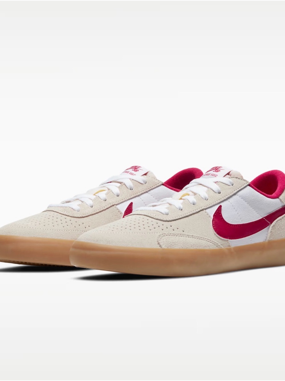 Nike Heritage Low-Profile Suede & Leather Sneakers - Cream, White & Red